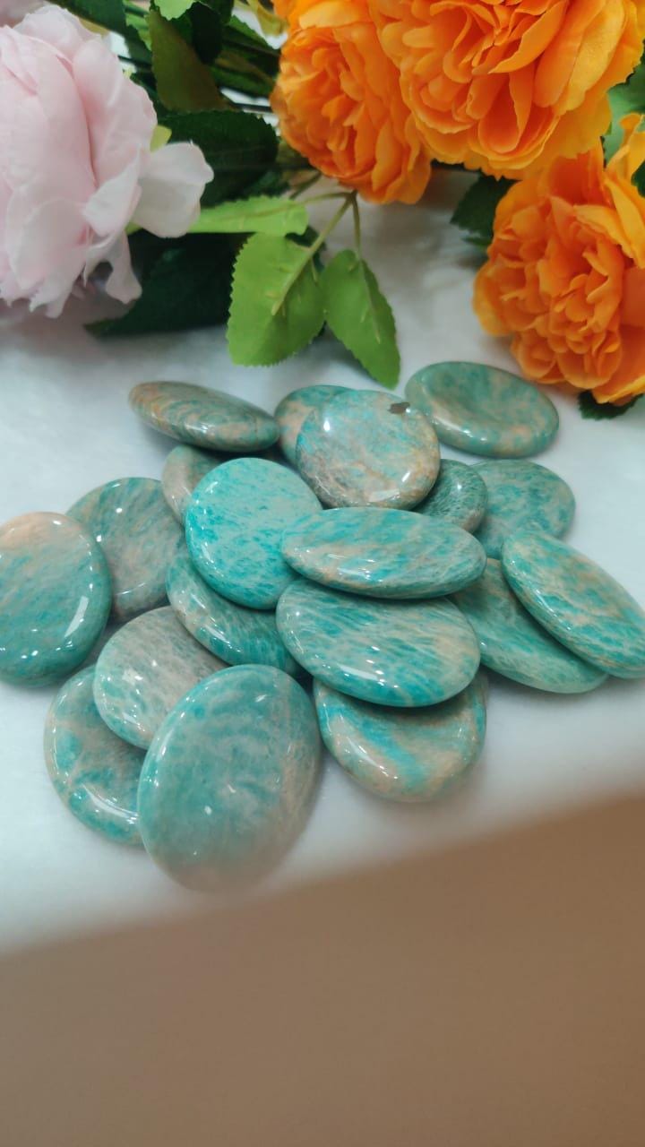 Amazonite Worry Stone – Crystal Worry Stone – Pocket Stone – Healing Crystal - 4.5x3.5cm