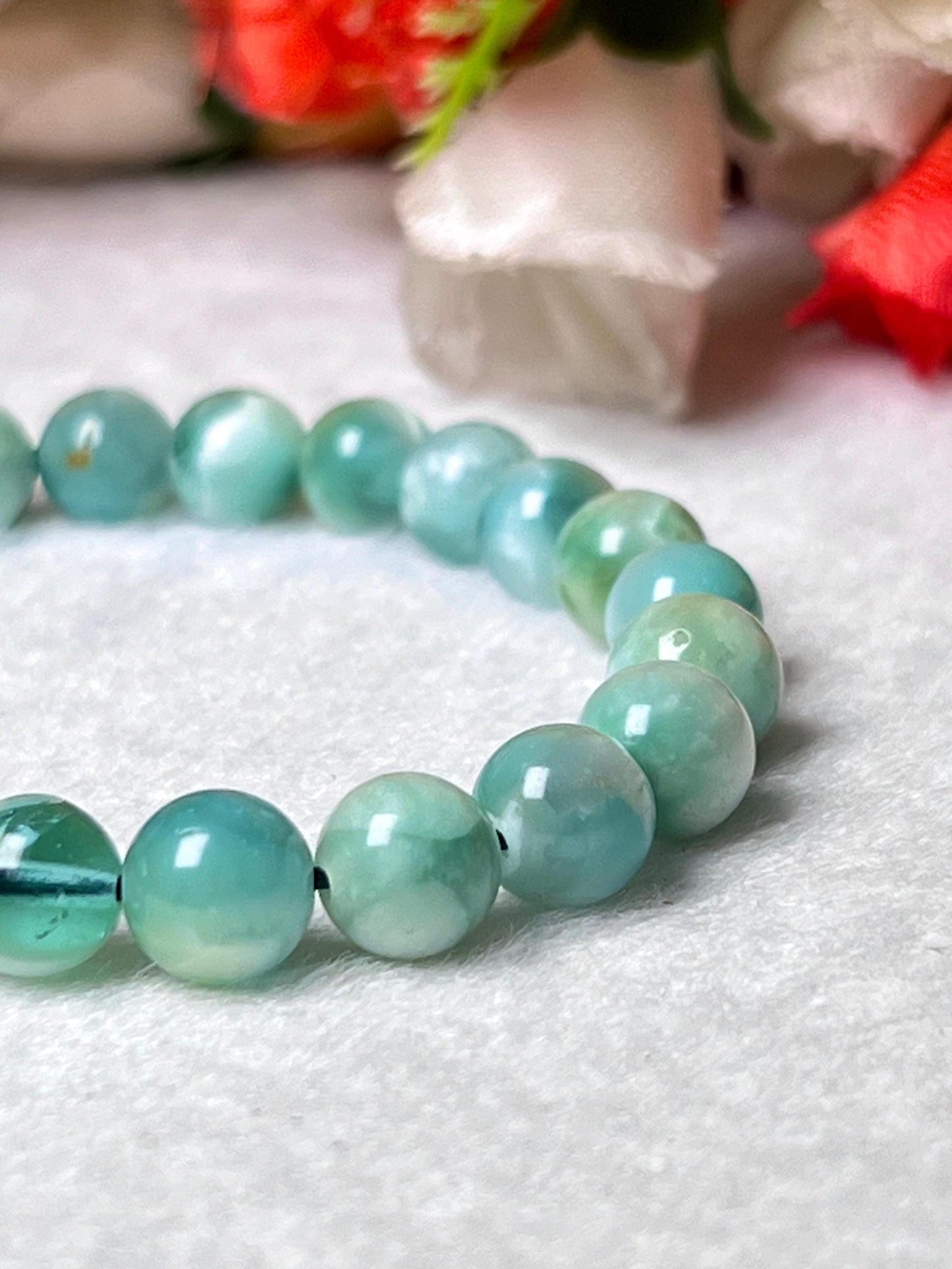 Green Moonstone - Garnierite Stone Bracelet l Stretchable Bracelet l Unisex Bracelet l 8 MM Bracelet