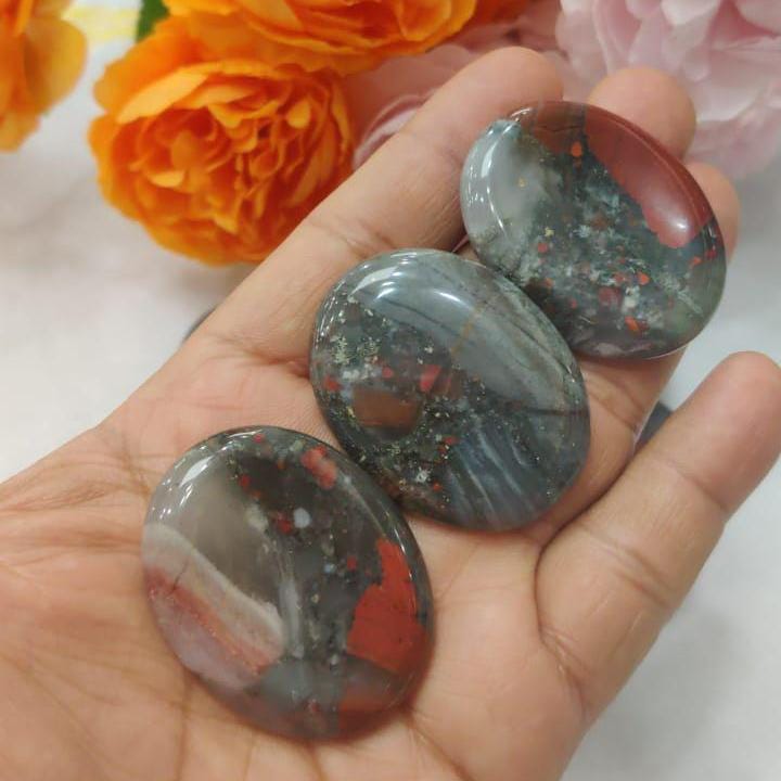 African bloodstone Worry Stone – Crystal Worry Stone – Pocket Stone – Healing Crystal - 4cmx3cm Thumb Stone One (1) Piece