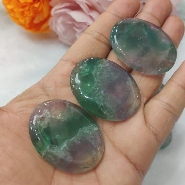 Green Fluorite Stone Worry Stone – Crystal Worry Stone – Pocket Stone – Healing Crystal - 4cmx3cm Thumb Stone One (1) Piece