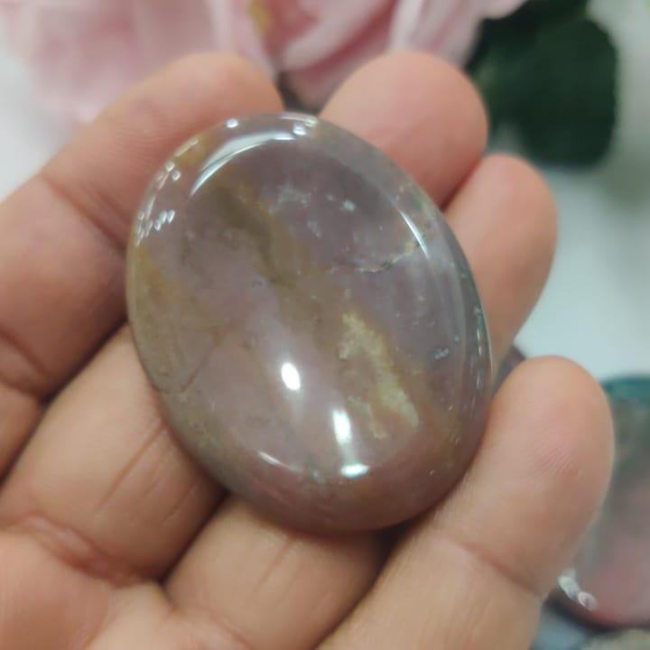 Pink Fancy Agate Stone Worry Stone – Crystal Worry Stone – Pocket Stone – Healing Crystal - 4cmx3cm Thumb Stone One (1) Piece