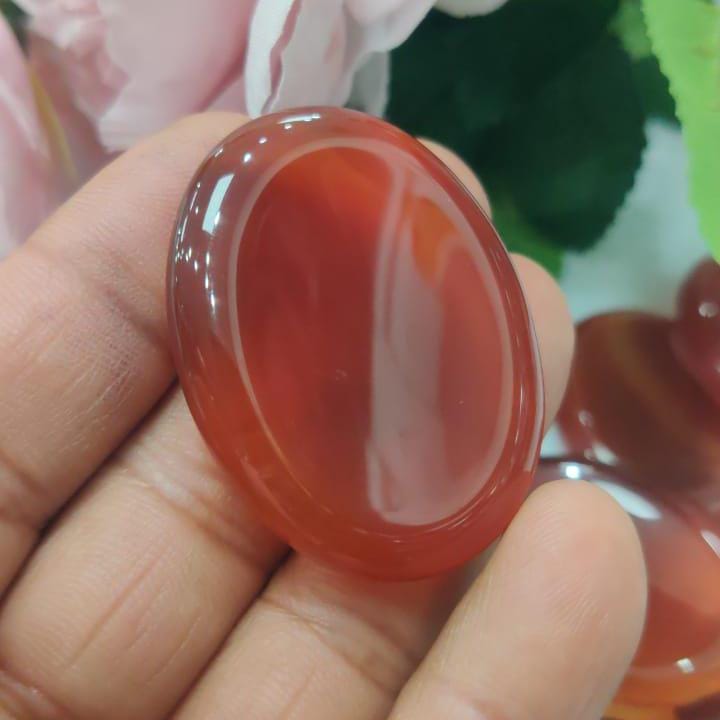 Red Carnelian Stone Worry Stone – Crystal Worry Stone – Pocket Stone – Healing Crystal - 4cmx3cm Thumb Stone One (1) Piece