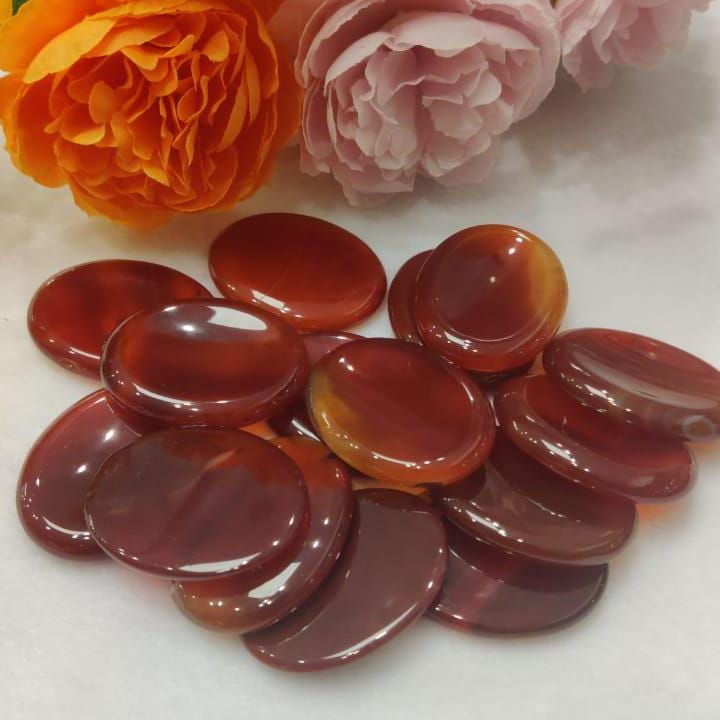 Red Carnelian Stone Worry Stone – Crystal Worry Stone – Pocket Stone – Healing Crystal - 4cmx3cm Thumb Stone One (1) Piece