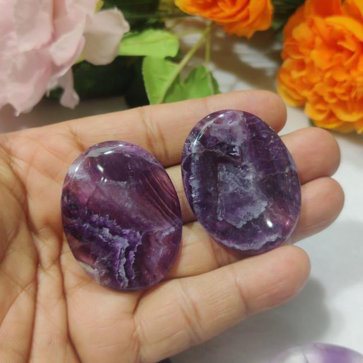 Purple Fluorite Stone Worry Stone – Crystal Worry Stone – Pocket Stone – Healing Crystal - 4cmx3cm Thumb Stone One (1) Piece