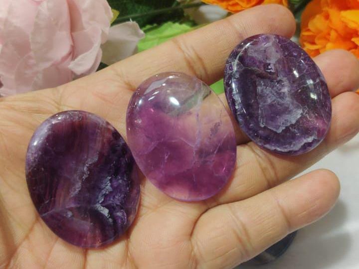 Purple Fluorite Stone Worry Stone – Crystal Worry Stone – Pocket Stone – Healing Crystal - 4cmx3cm Thumb Stone One (1) Piece