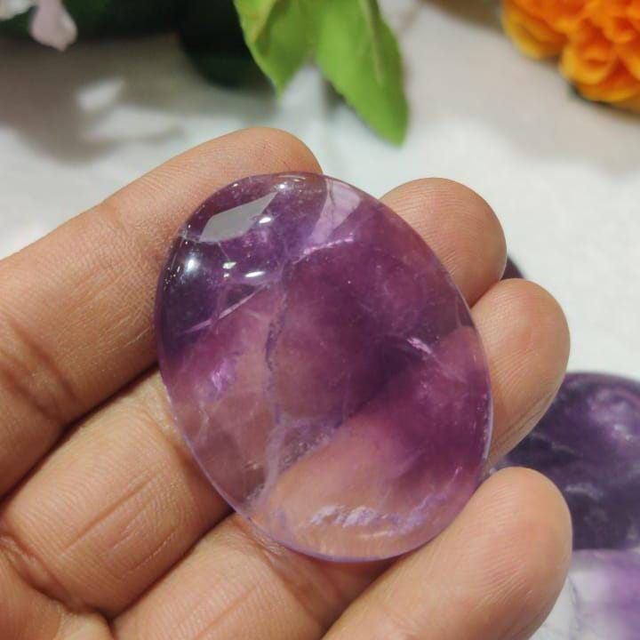 Purple Fluorite Stone Worry Stone – Crystal Worry Stone – Pocket Stone – Healing Crystal - 4cmx3cm Thumb Stone One (1) Piece