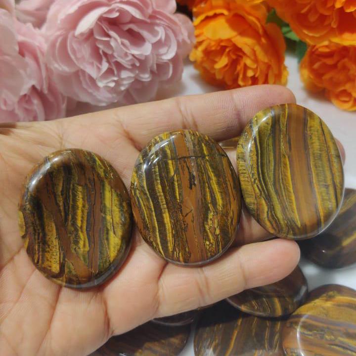 Iron Tiger Eye Stone Worry Stone – Crystal Worry Stone – Pocket Stone – Healing Crystal - 4cmx3cm Thumb Stone One (1) Piece