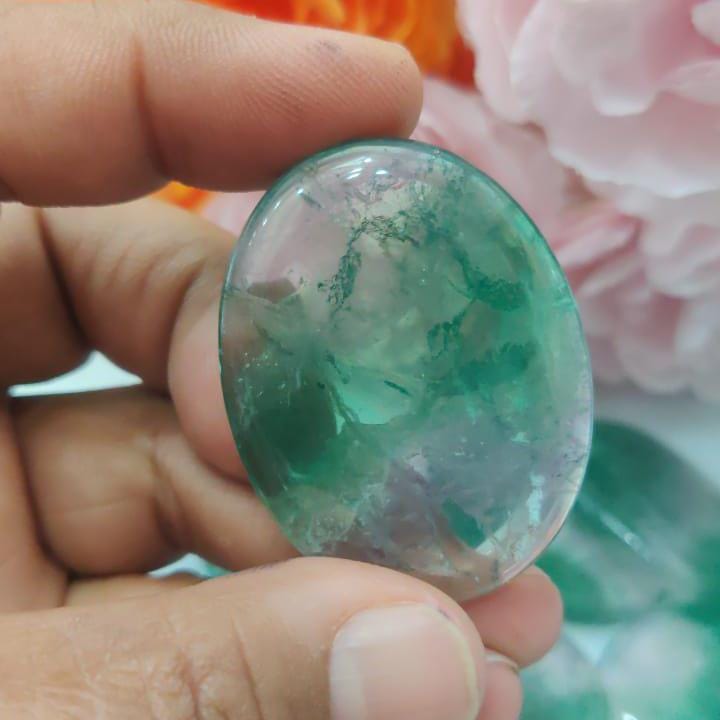 Green Fluorite Stone Worry Stone – Crystal Worry Stone – Pocket Stone – Healing Crystal - 4cmx3cm Thumb Stone One (1) Piece