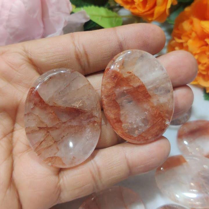 Red Fire Azeztulite Stone Worry Stone – Crystal Worry Stone – Pocket Stone – Healing Crystal - 4cmx3cm Thumb Stone One (1) Piece