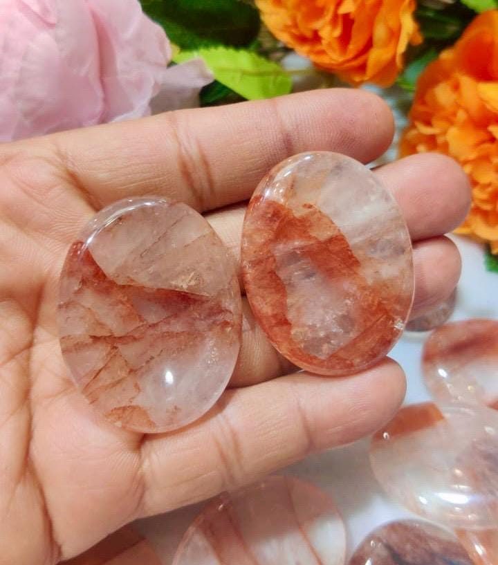 Red Fire Azeztulite Stone Worry Stone – Crystal Worry Stone – Pocket Stone – Healing Crystal - 4cmx3cm Thumb Stone One (1) Piece