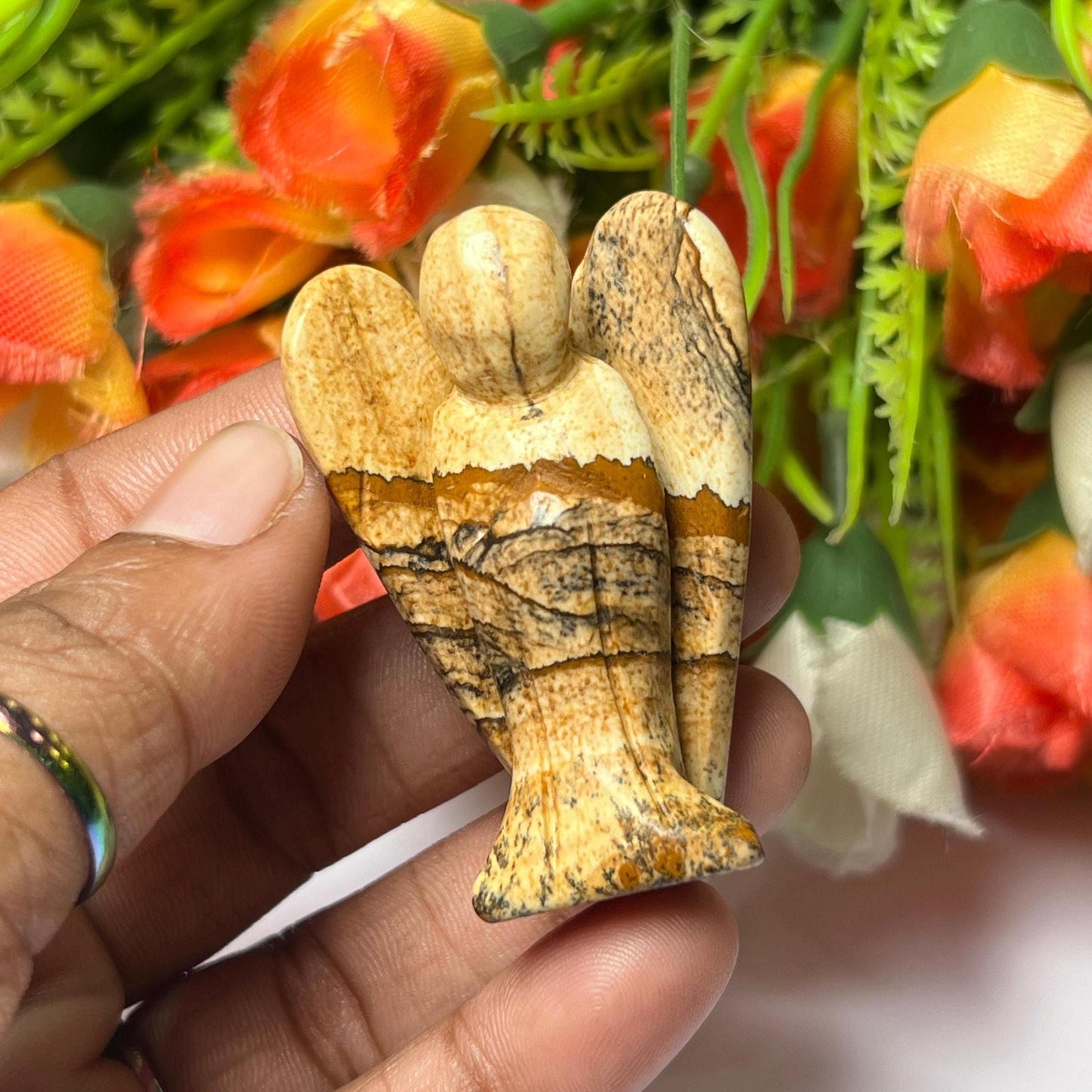 2" Angel Picture Jasper Stone Guardian Angel blessed Angelic connection