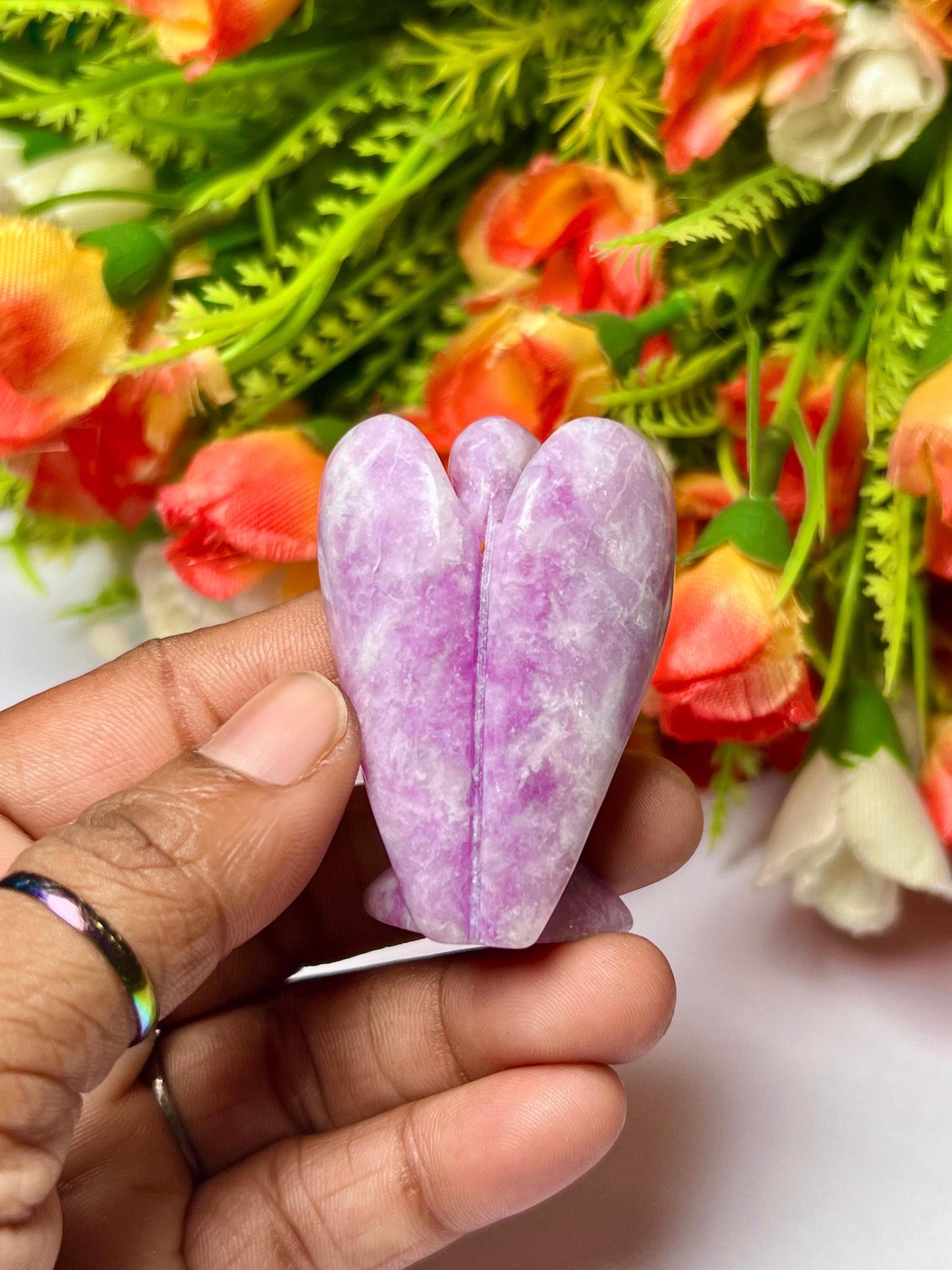 2" Angel Lepidolite Stone Guardian Angel blessed Angelic connection