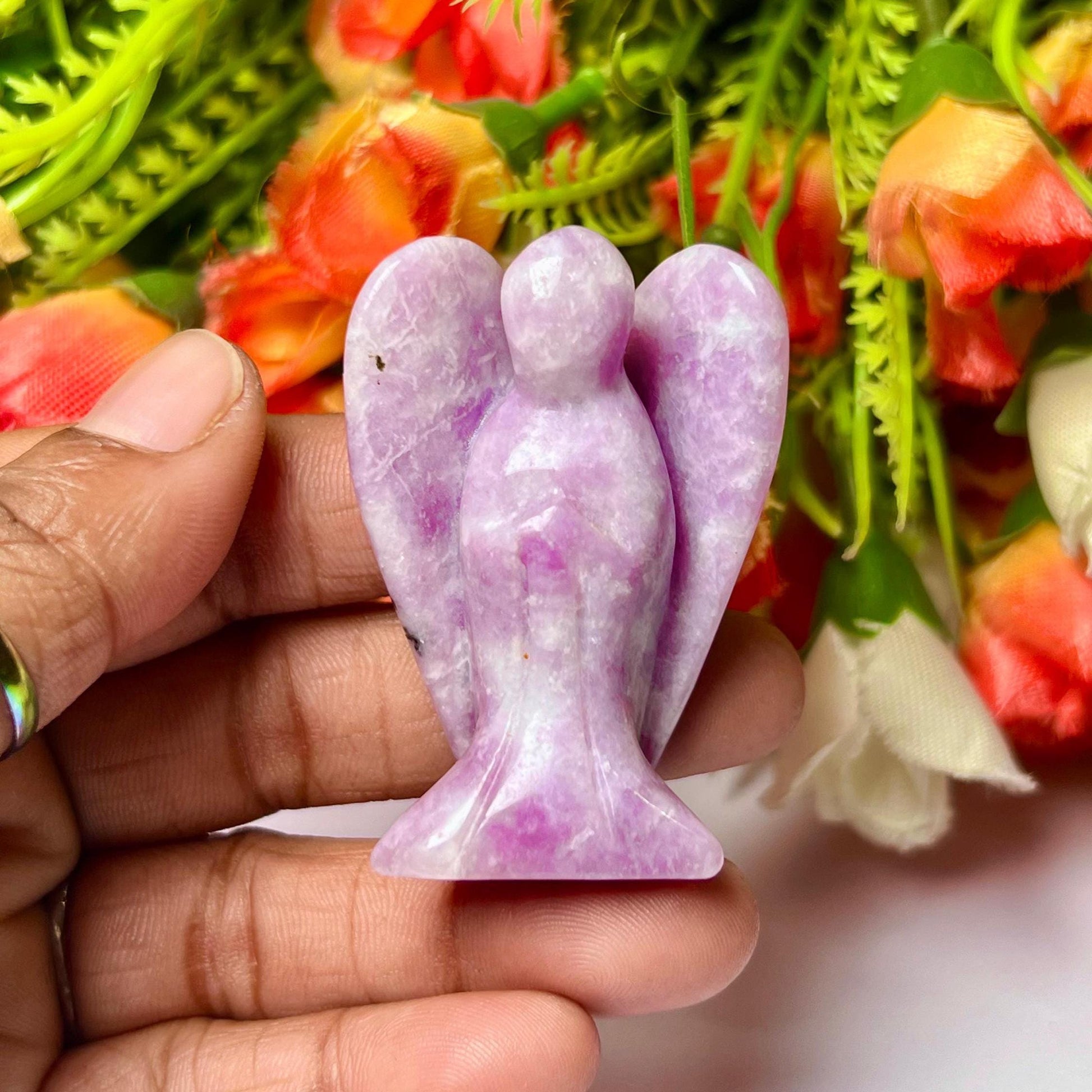 2" Angel Lepidolite Stone Guardian Angel blessed Angelic connection