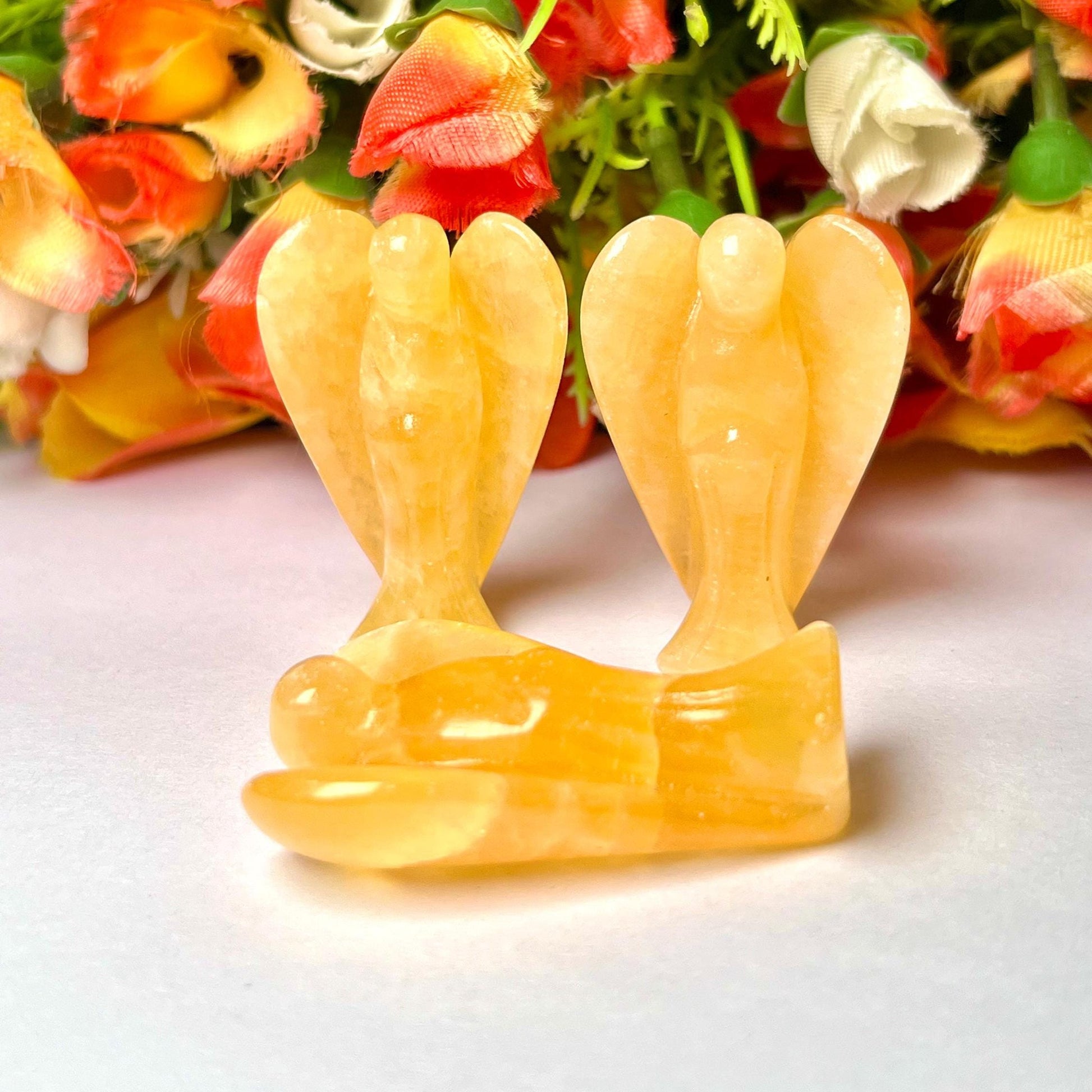 2" Angel Yellow Calcite Stone Guardian Angel blessed Angelic connection