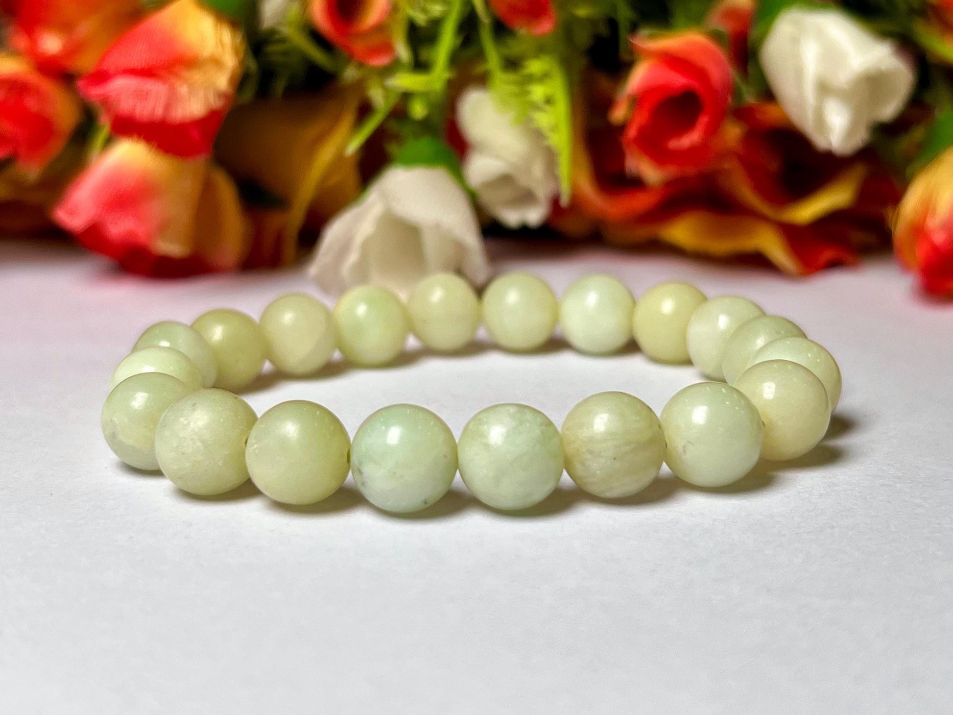 Burma Jade Stone Bracelet l Stretchable Bracelet l Unisex Bracelet l 10 MM Bracelet