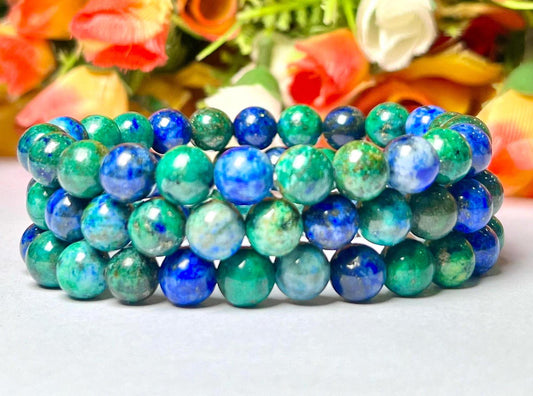 Azurite Malachite Stone Bracelet l Stretchable Bracelet l Unisex Bracelet l 8 MM Bracelet