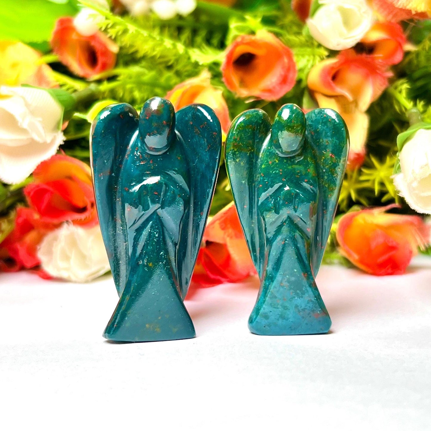 2" Blood Stone Crystal Stone ANGEL One(1)Piece Free standing guardian Angel crystal Reiki energy blessed hand carved Angelic connection