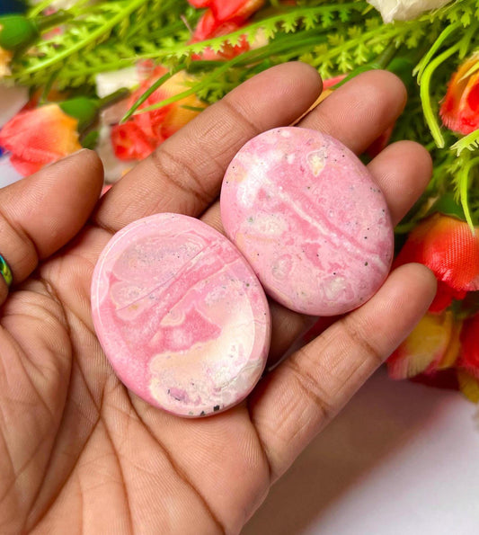 Rhodochrosite stone Worry Stone – Pocket Stone – Thumb Stone One (1) Piece