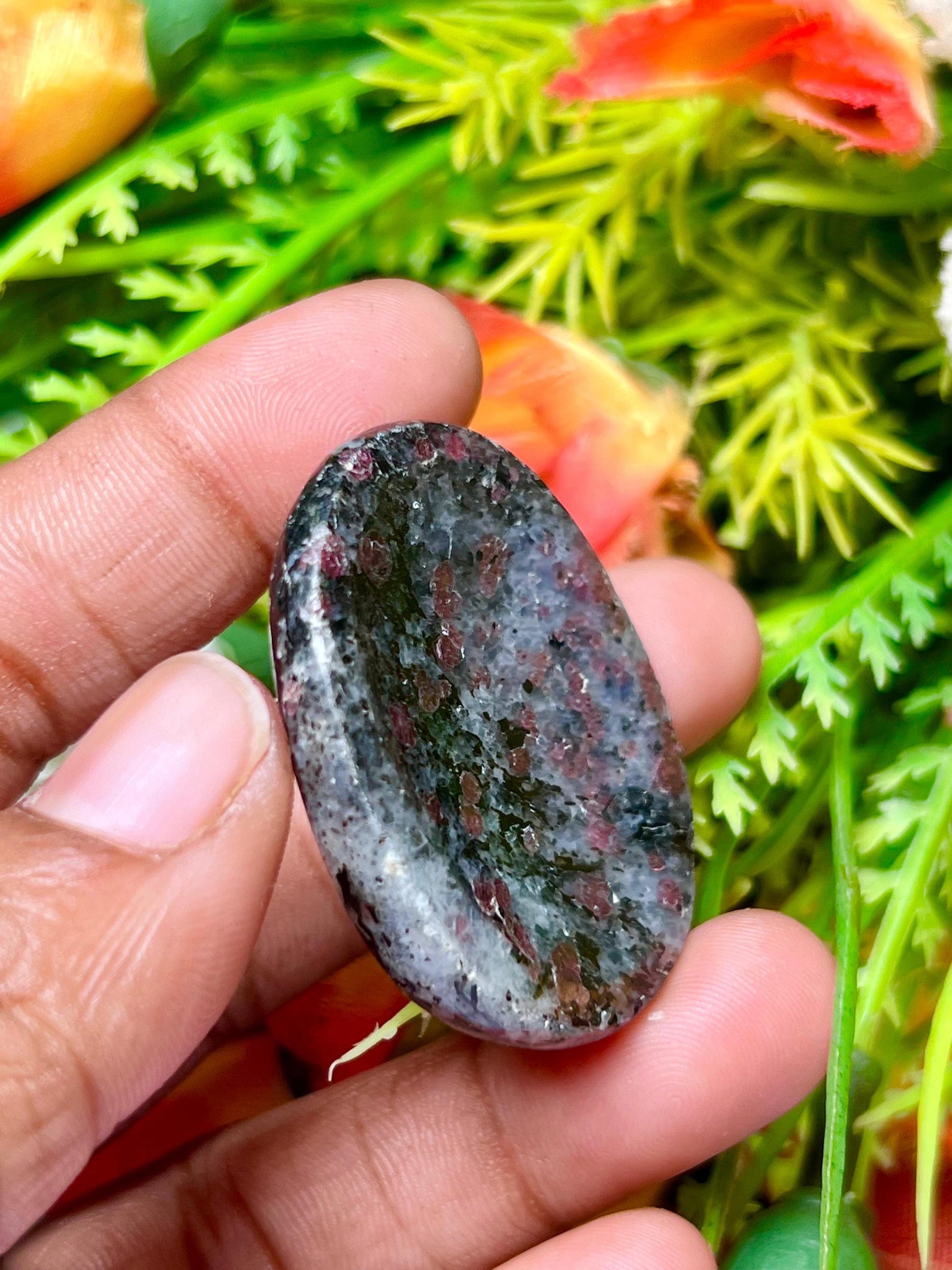 Ruby Spinel in Matrix Stone Worry Stone – Pocket Stone – Thumb Stone One (1) Piece