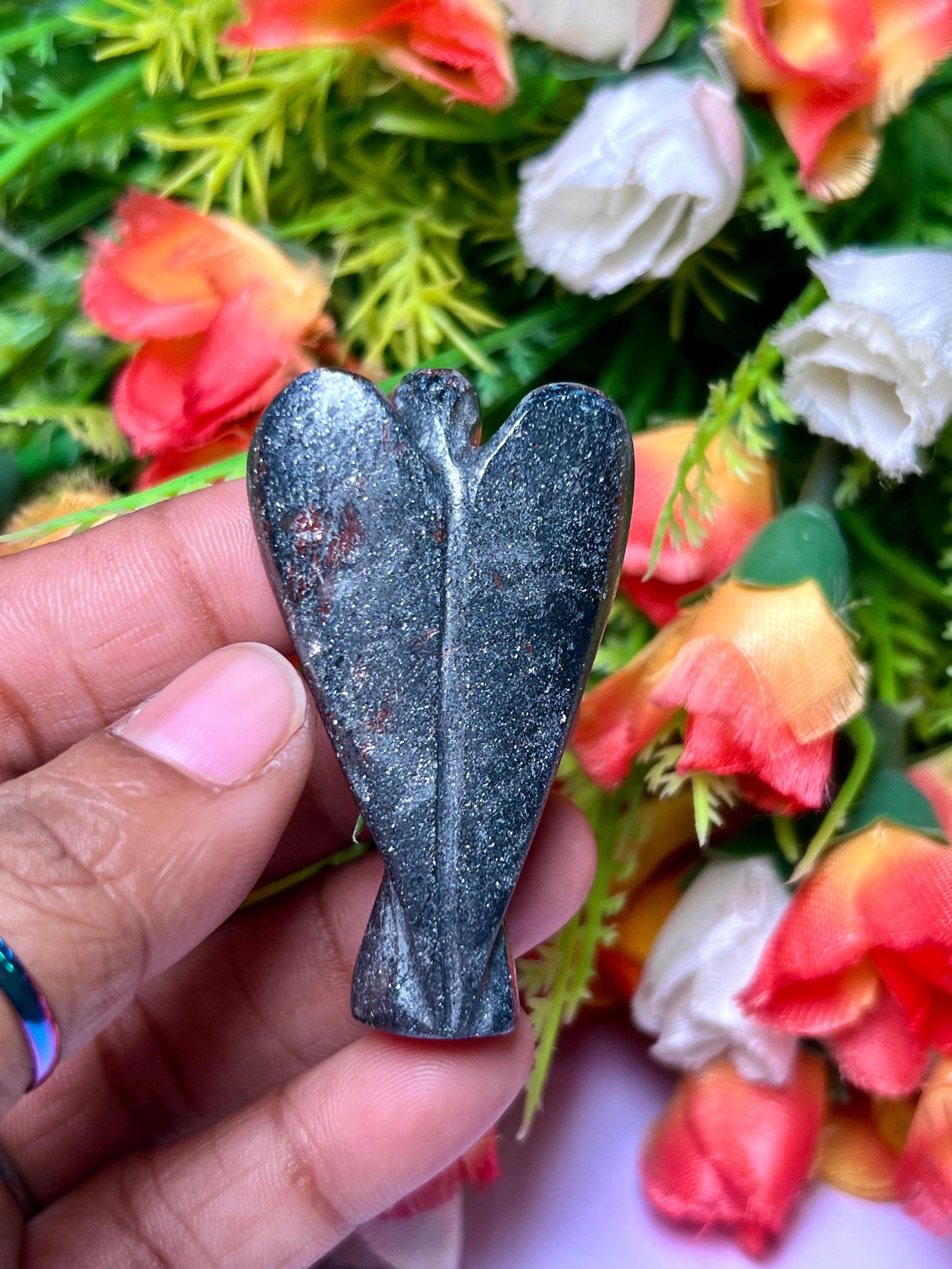 2" Angel Hematite Stone Guardian Angel blessed Angelic connection