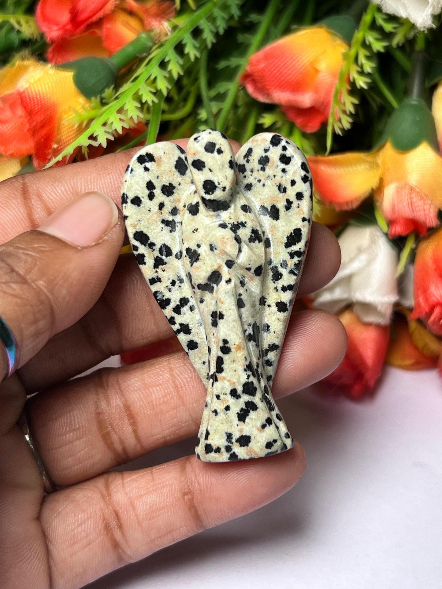 2" Angel Dalmation Jasper Stone Guardian Angel blessed Angelic connection