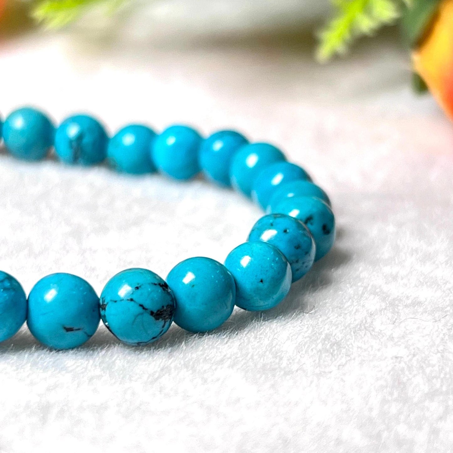 Natural Genuine Turquoise Stone Bracelet l Stretchable Bracelet l Unisex Bracelet l 6 MM Bracelet