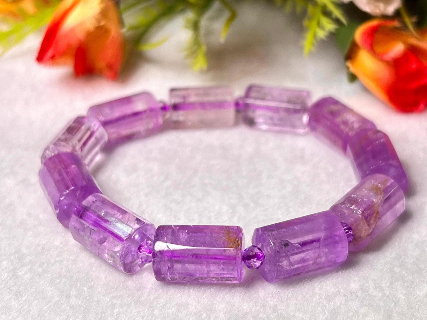 Vera Cruz Amethyst Stone Bracelet l Stretchable Bracelet l Unisex Bracelet