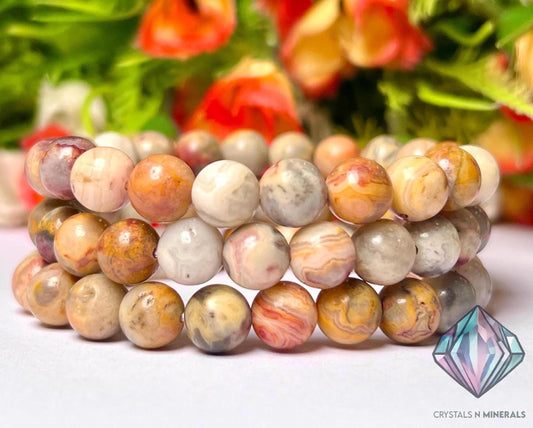 Crazy Lace Agate Stone Bracelet l Stretchable Bracelet l Unisex Bracelet l 8 MM Bracelet