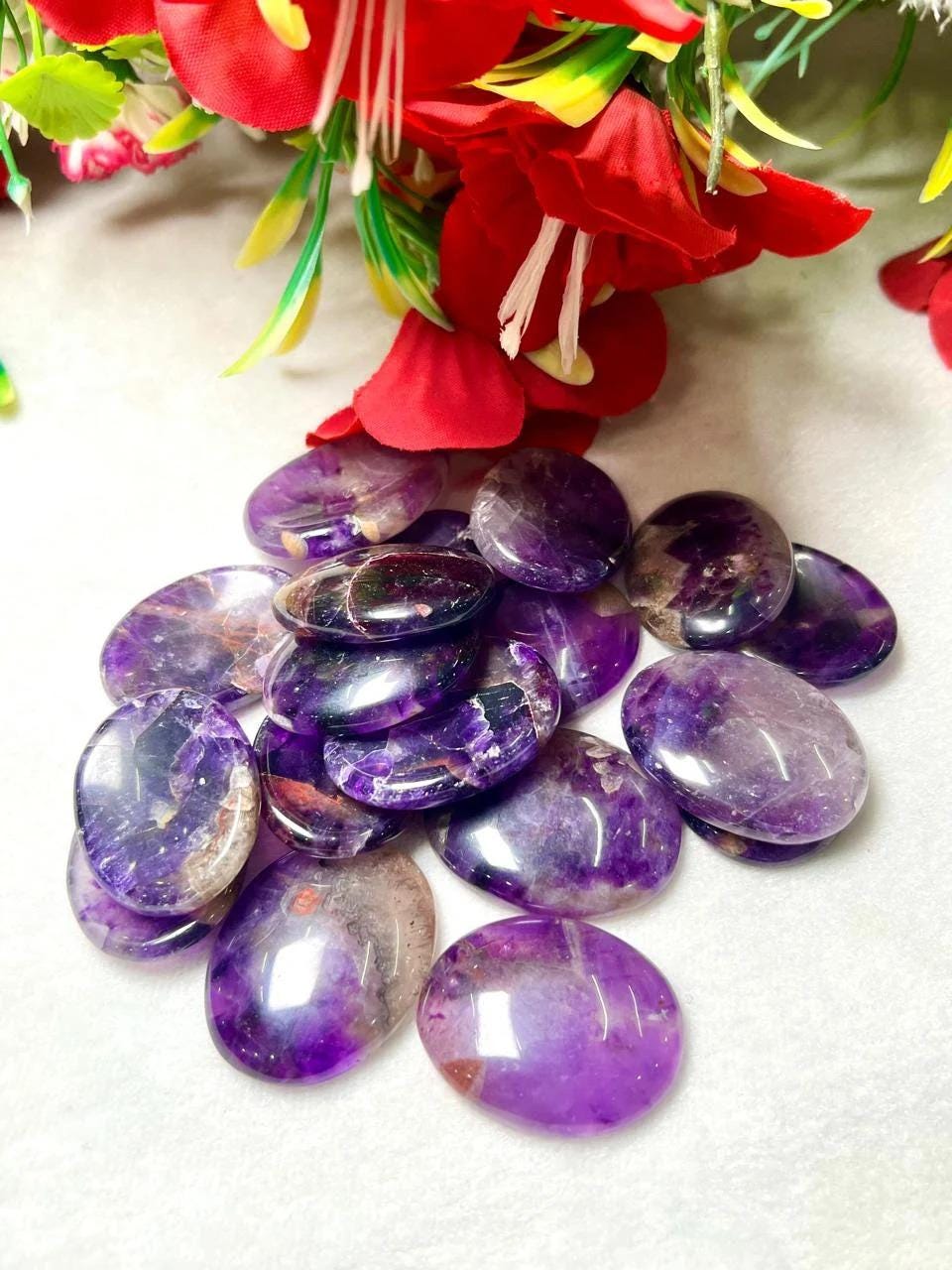 Ametrine Stone Worry Stone – Crystal Worry Stone – Pocket Stone – Healing Crystal - 4cmx3cm Thumb Stone One (1) Piece