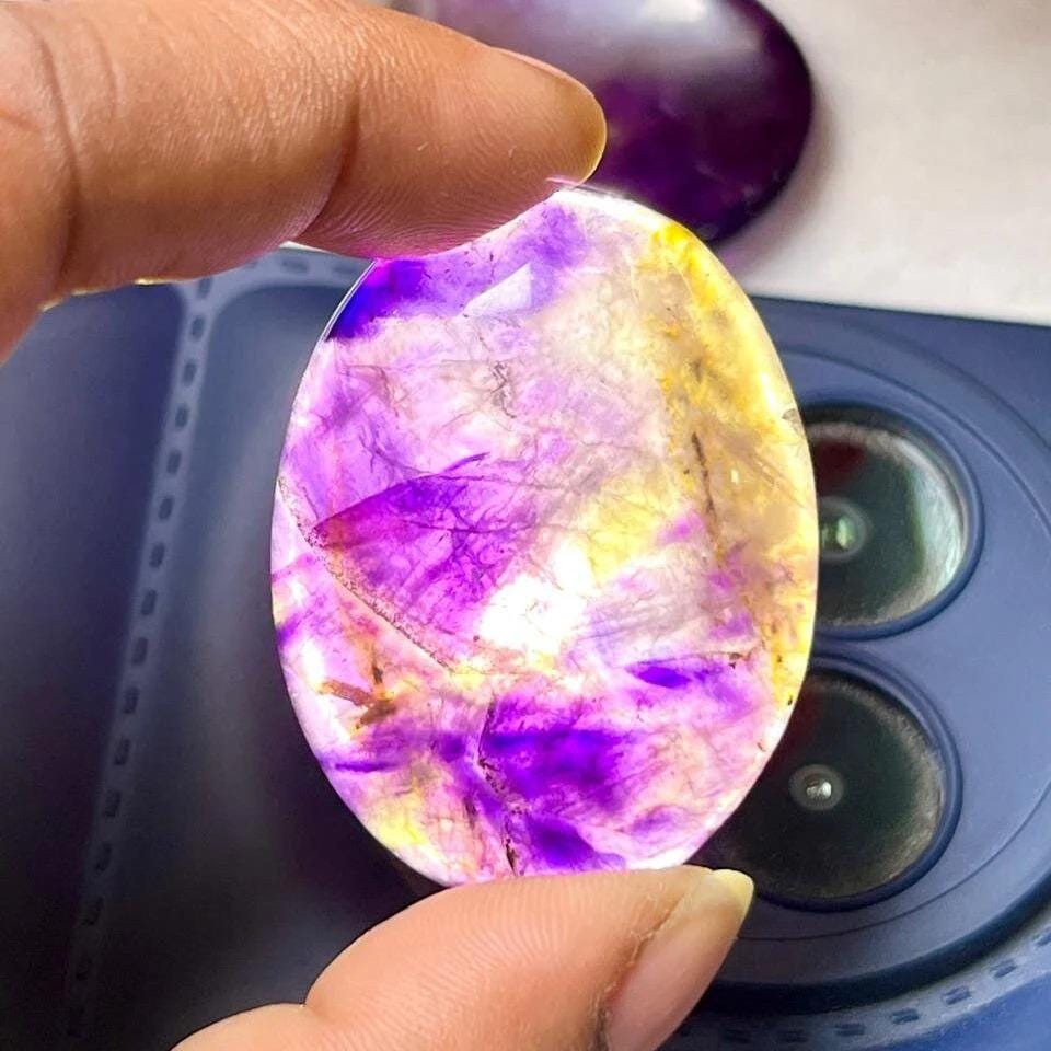 Ametrine Stone Worry Stone – Crystal Worry Stone – Pocket Stone – Healing Crystal - 4cmx3cm Thumb Stone One (1) Piece