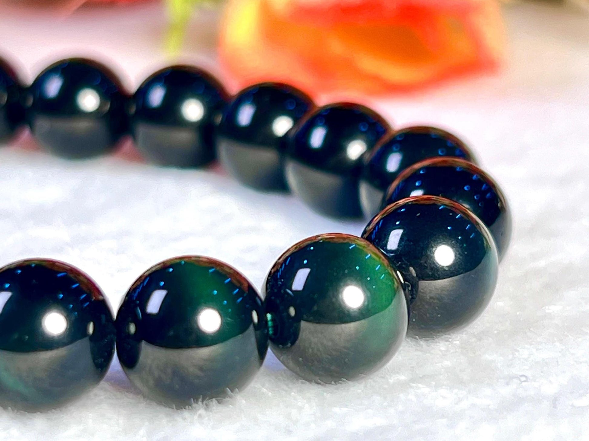 Green Obsidian Stone Bracelet l Stretchable Bracelet l Unisex Bracelet l 10 MM Bracelet