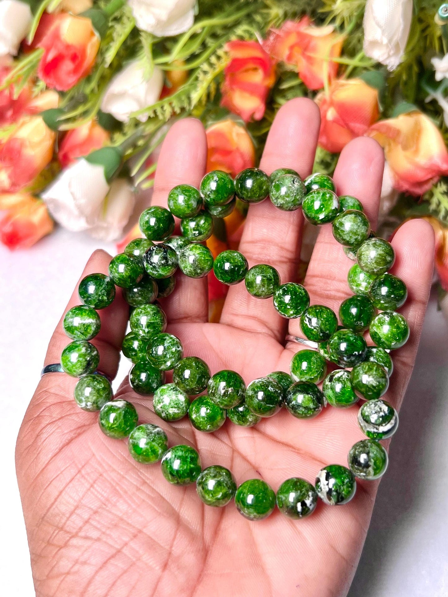 Diopside Chrome Stone Bracelet l Stretchable Bracelet l Unisex Bracelet l 10 MM Bracelet