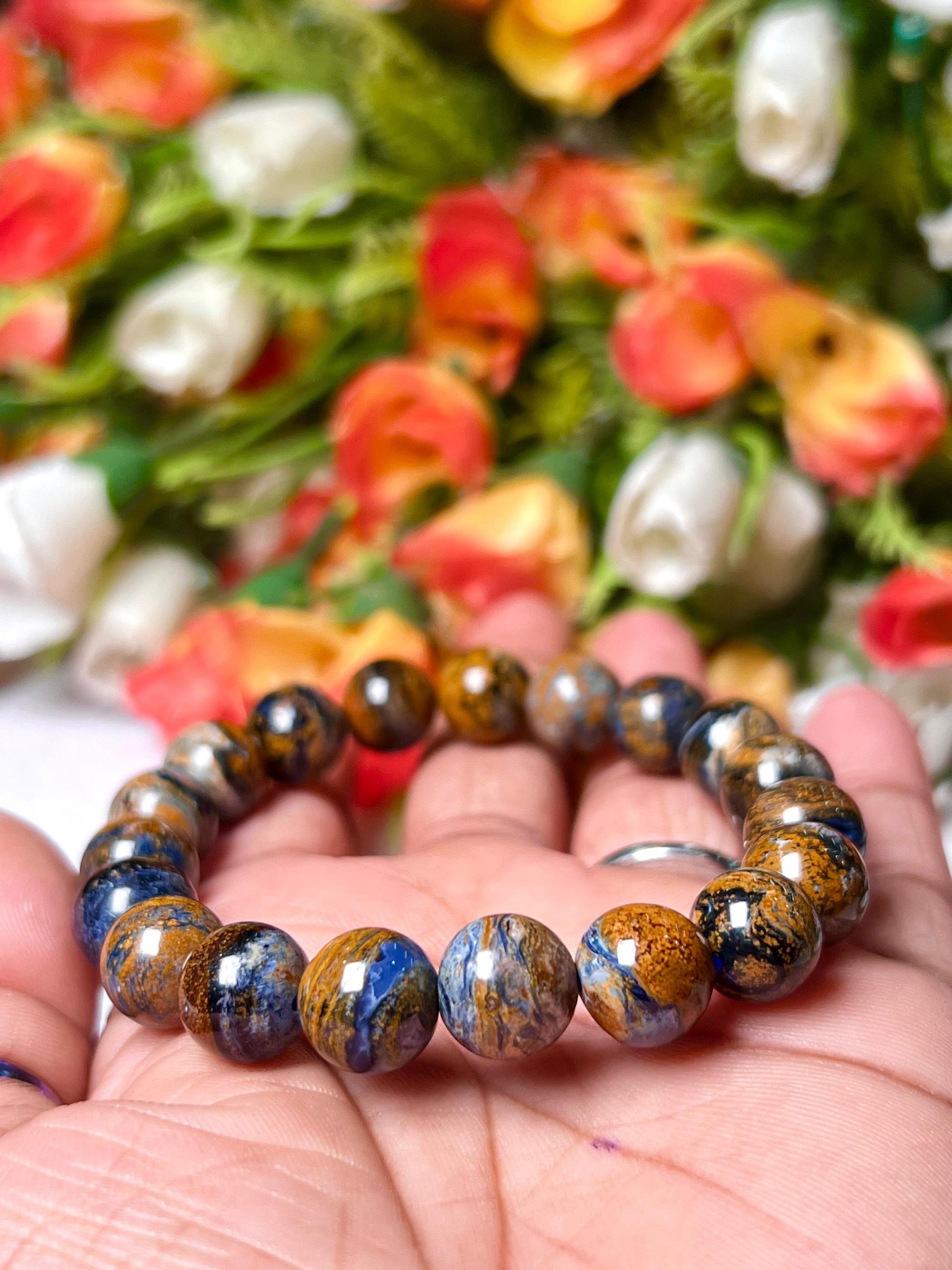 Blue Rainbow Pietersite Stone Bracelet l Stretchable Bracelet l Unisex Bracelet l 10 MM Bracelet