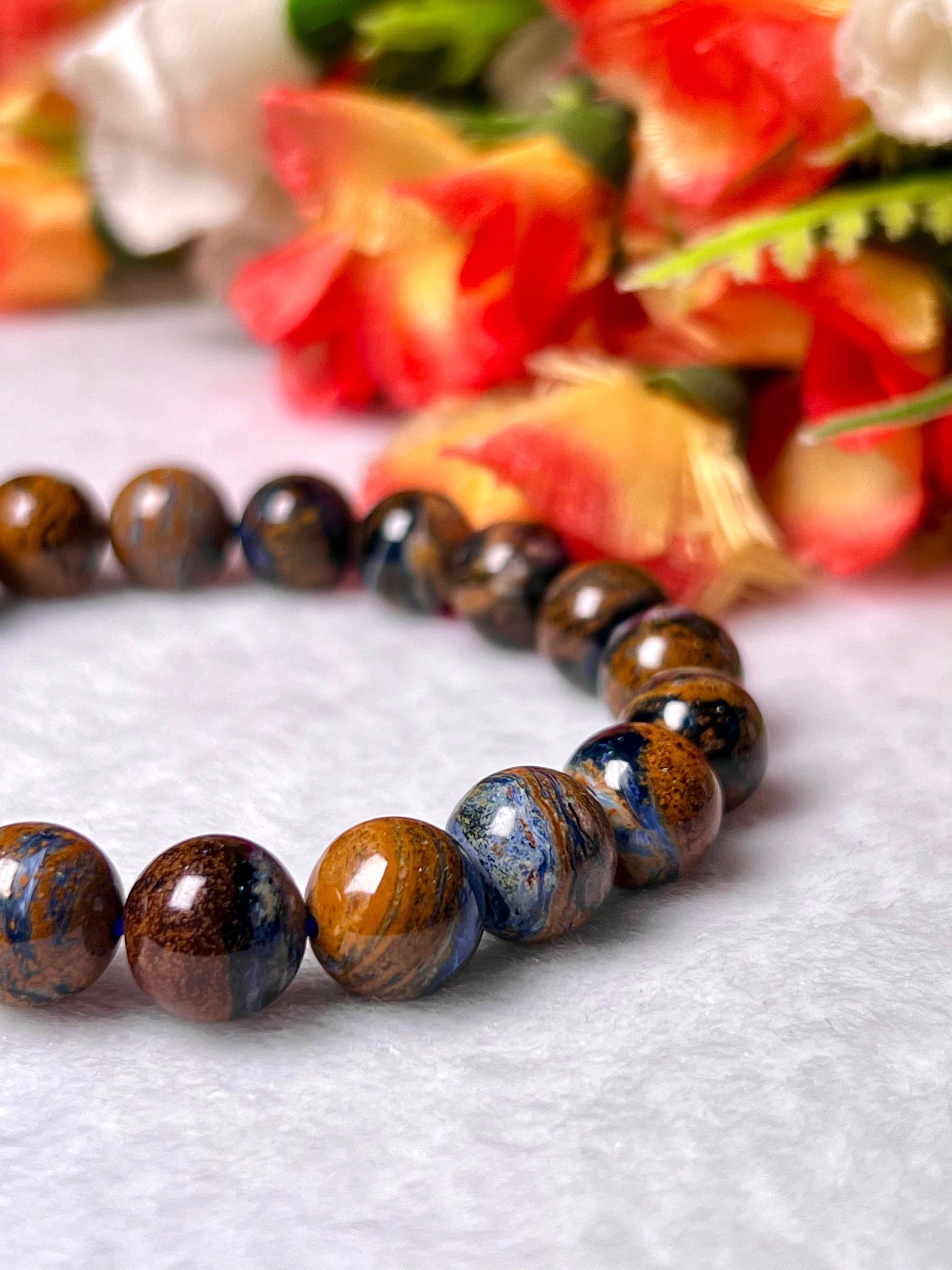 Blue Rainbow Pietersite Stone Bracelet l Stretchable Bracelet l Unisex Bracelet l 10 MM Bracelet