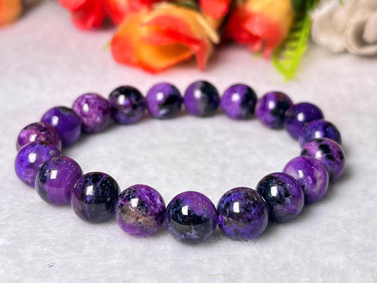 Charoite Stone Bracelet l Stretchable Bracelet l Unisex Bracelet l 10 MM Bracelet