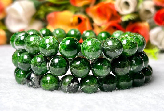 Diopside Chrome Stone Bracelet l Stretchable Bracelet l Unisex Bracelet l 10 MM Bracelet