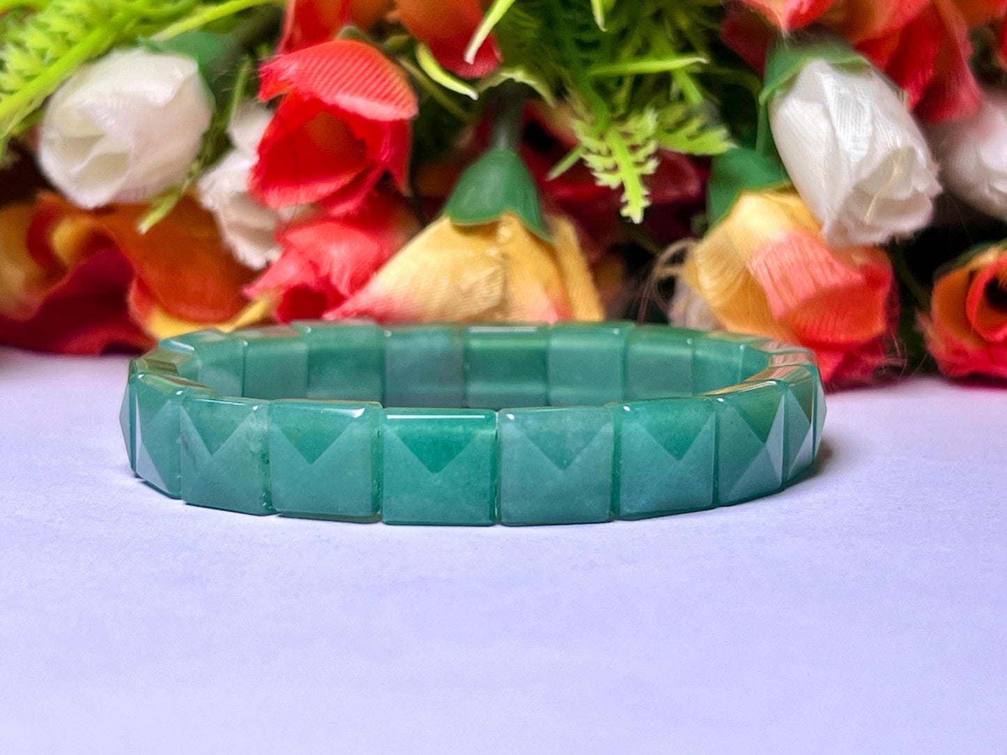 Green Aventurine Stone Pyramid Shape 10 MM Bracelet