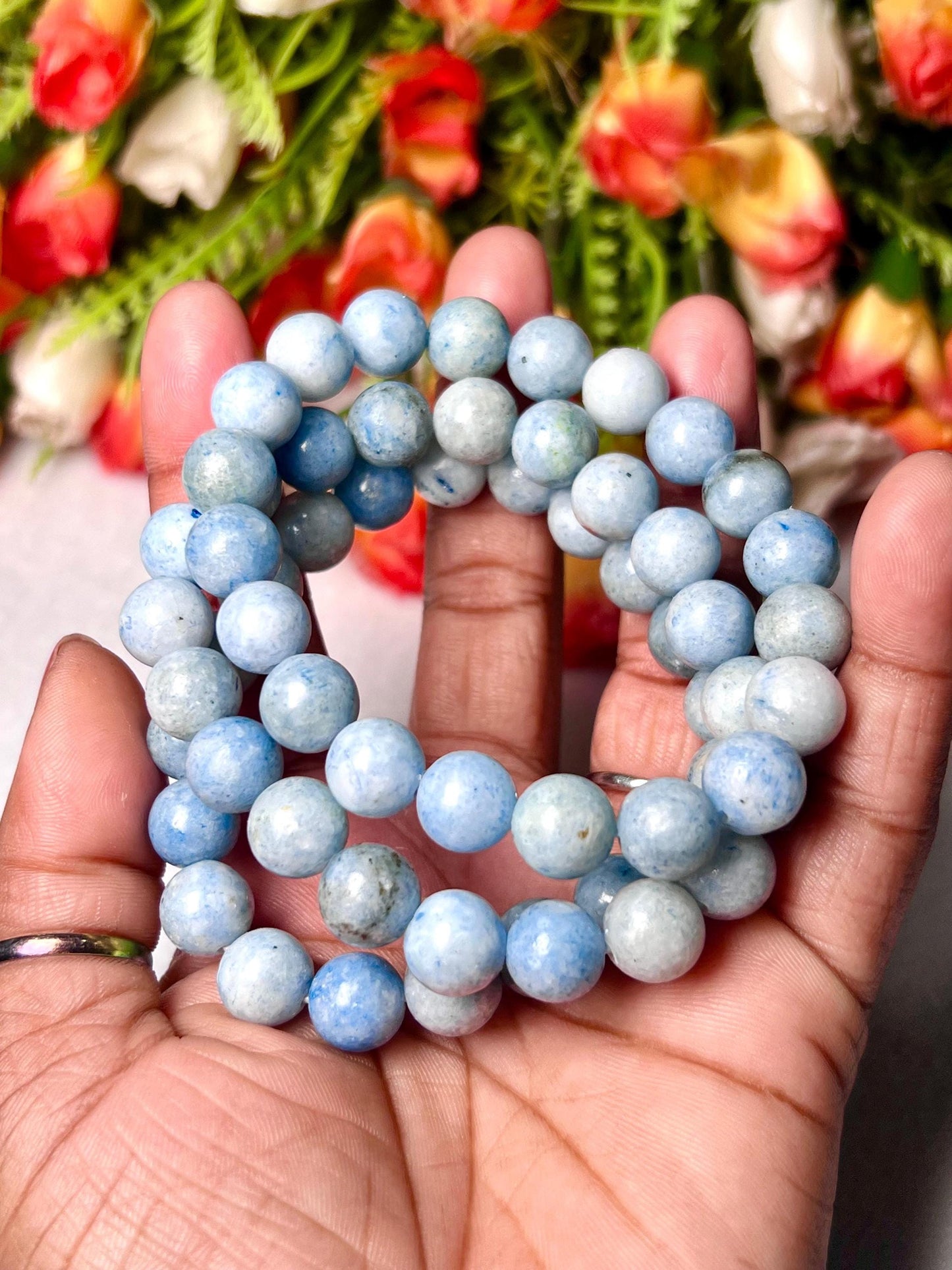 Blue Celestite Stone Bracelet l Stretchable Bracelet l Unisex Bracelet l 10 MM Bracelet