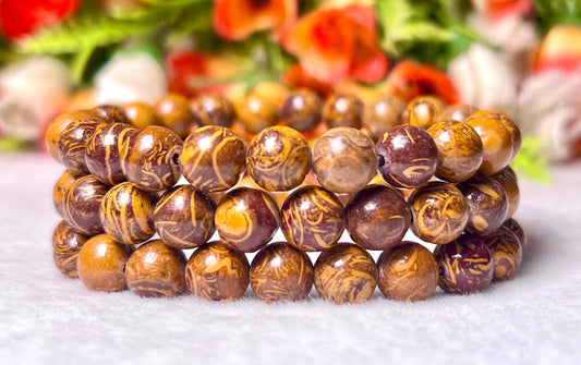 Calligraphy Stone,Arabic Stone, aka Sanskrit Jasper, Elephant Skin Jasper, Cobra Stone, Maryam Stone l Stretchable Bracelet l 8 MM Bracelet