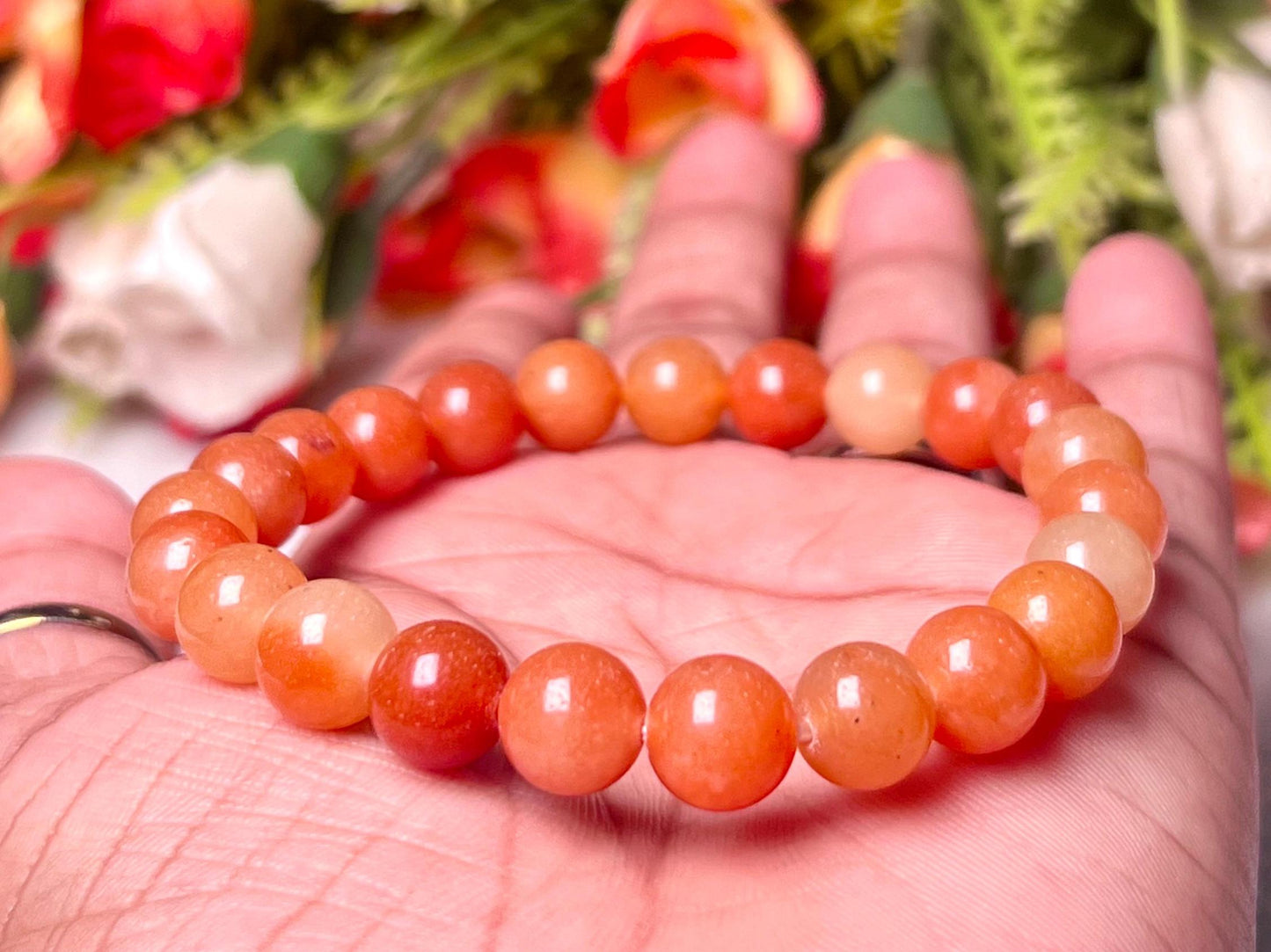 Red Aventurine Stone Bracelet l Stretchable Bracelet l Unisex Bracelet l 8 MM Bracelet