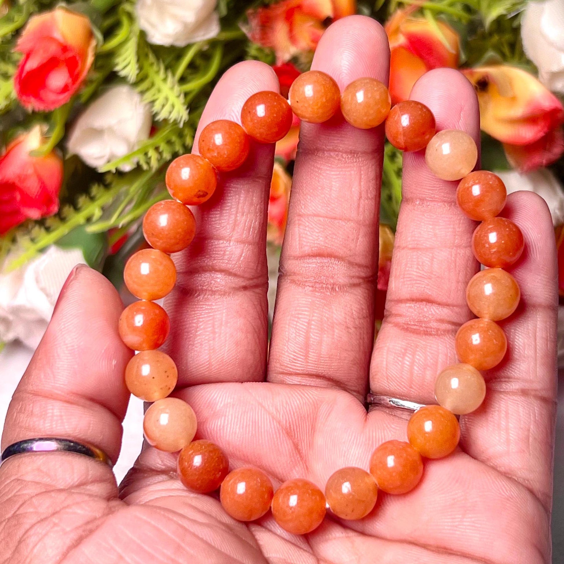 Red Aventurine Stone Bracelet l Stretchable Bracelet l Unisex Bracelet l 8 MM Bracelet