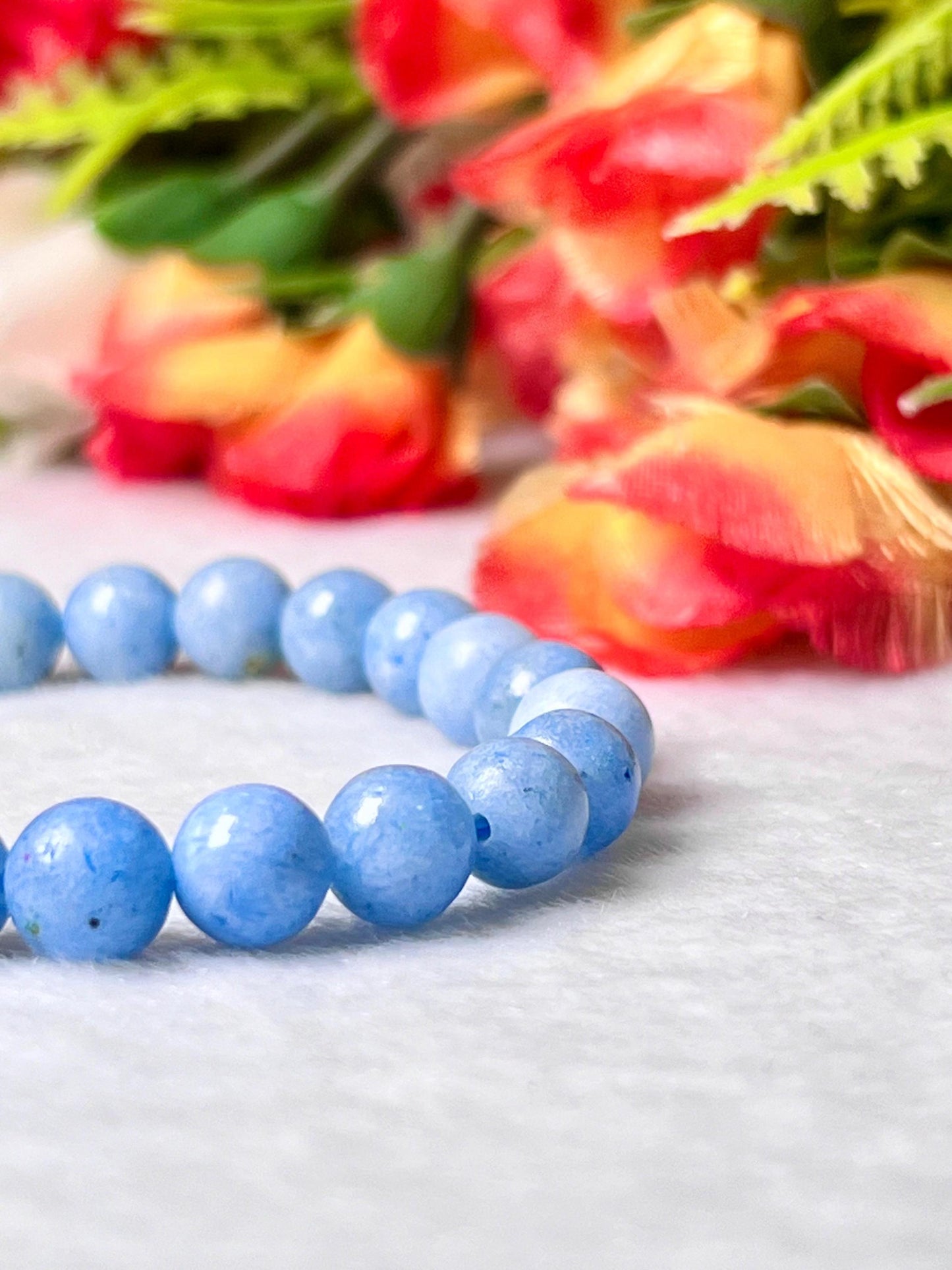 Blue Celestite Stone Bracelet l Stretchable Bracelet l Unisex Bracelet l 8 MM Bracelet