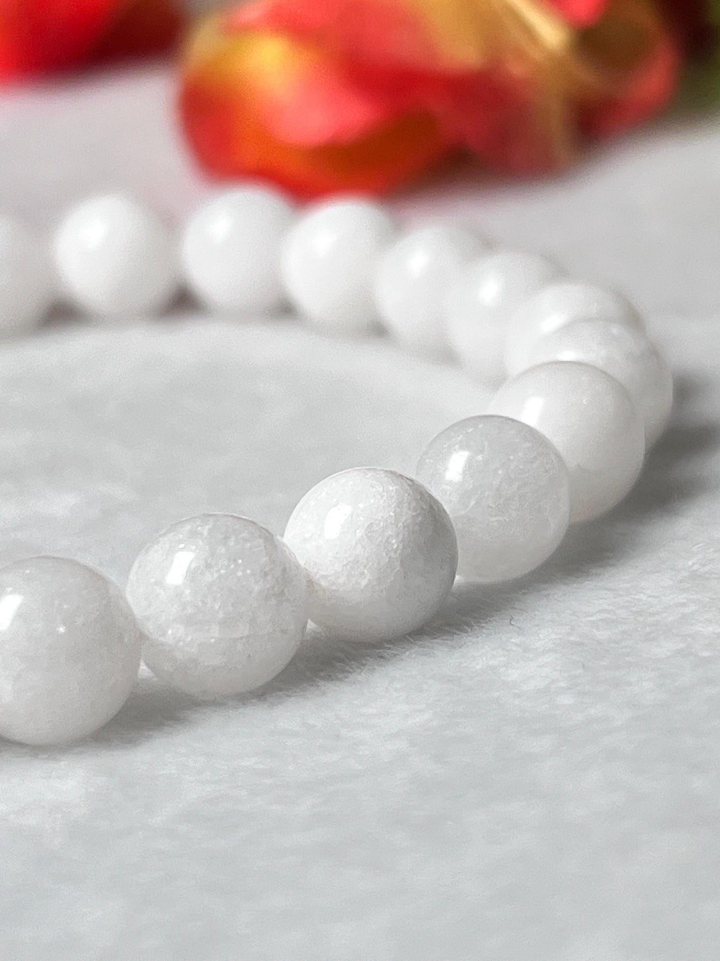 White Azeztulite Stone Bracelet l Stretchable Bracelet l Unisex Bracelet l 8 MM Bracelet