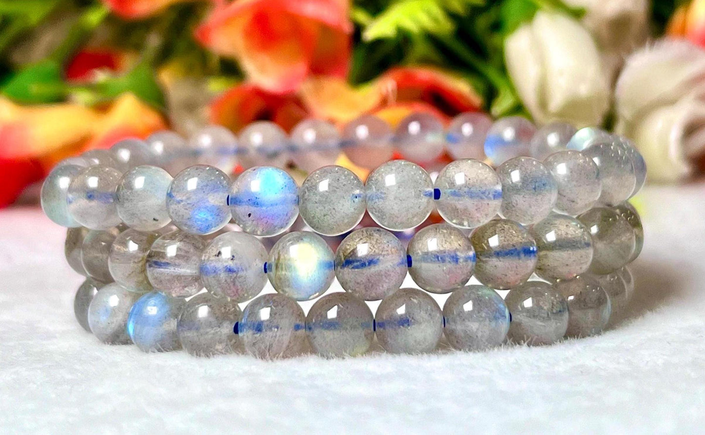 High Quality Spectrolite Stone Labradorite Stone Bracelet l Stretchable Bracelet l Unisex Bracelet l 7 MM Bracelet