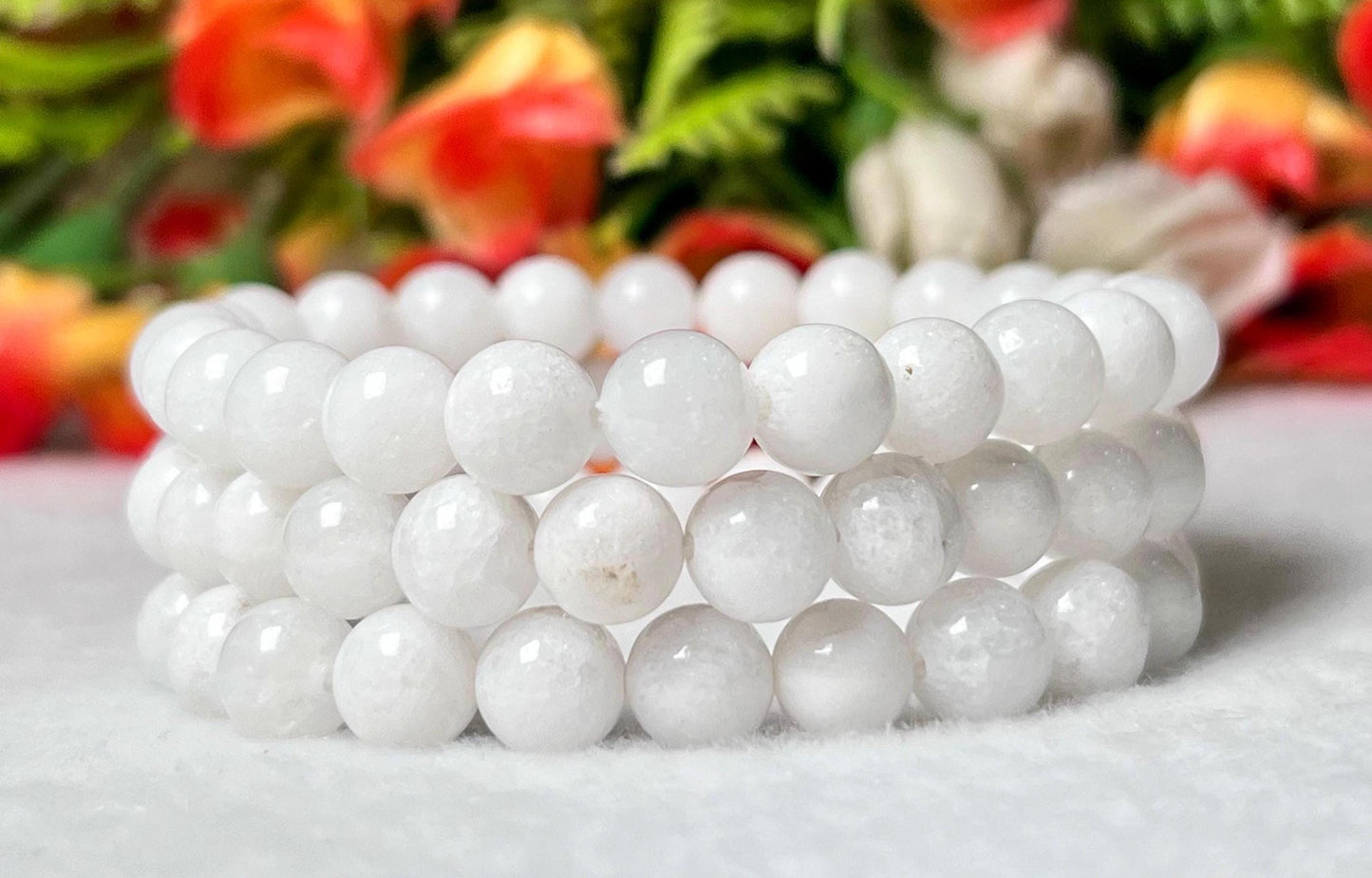 White Azeztulite Stone Bracelet l Stretchable Bracelet l Unisex Bracelet l 8 MM Bracelet