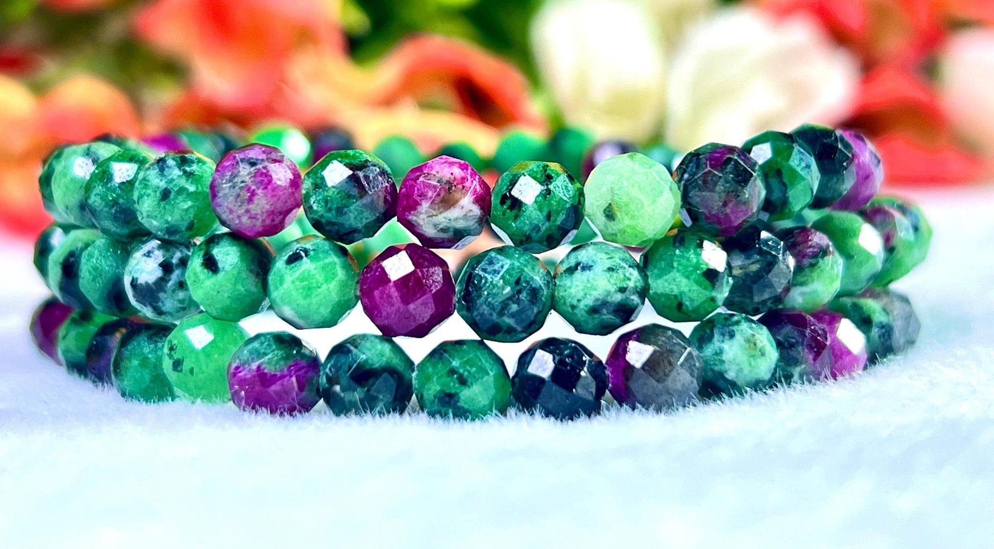 African Ruby Zoisite Stone Bracelet l Cutting Beads Stone Bracelet l Stretchable Bracelet l Unisex Bracelet l 6 MM Bracelet