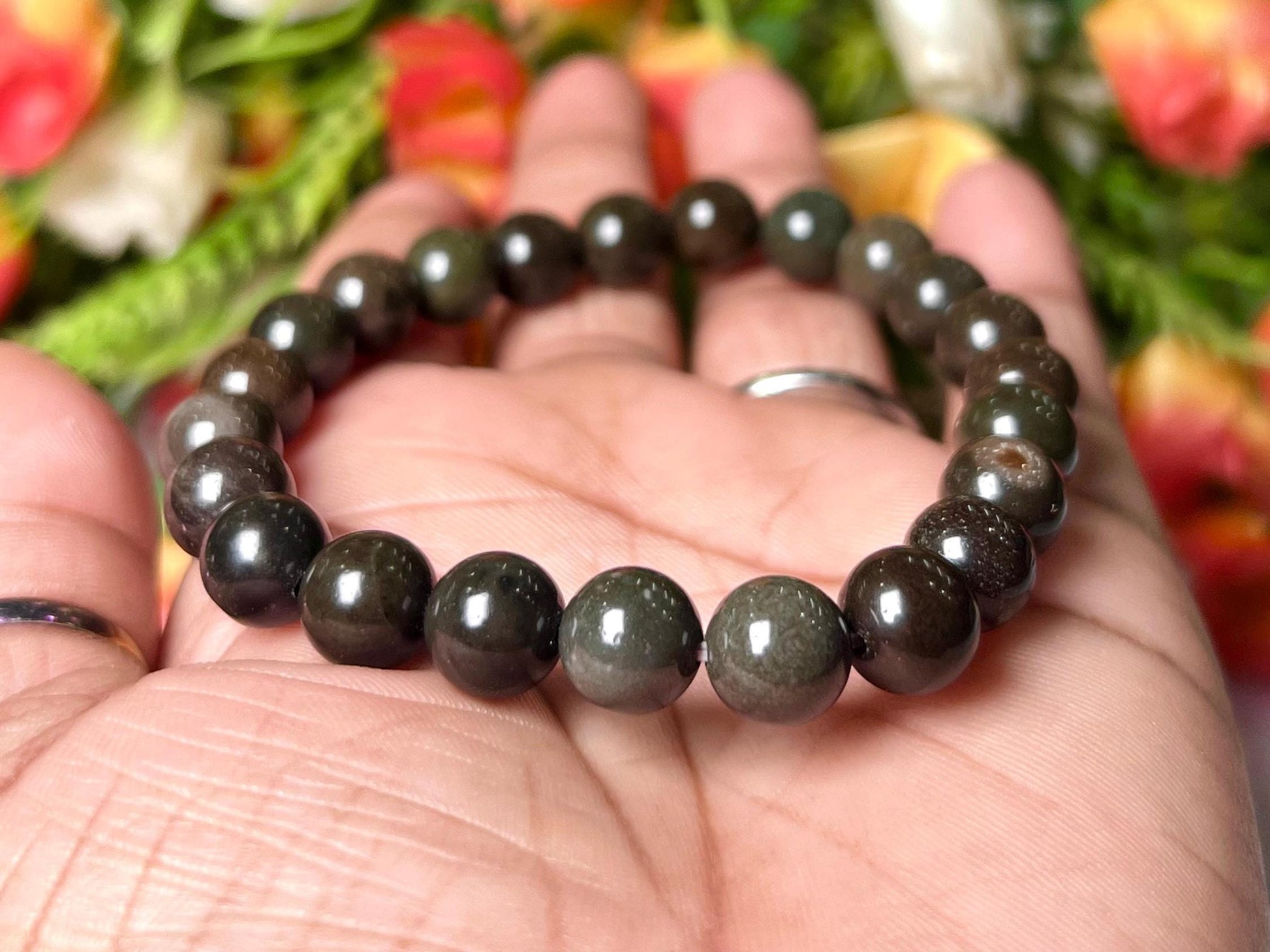 Black Jasper Stone Bracelet l Stretchable Bracelet l Unisex Bracelet l 8 MM Bracelet