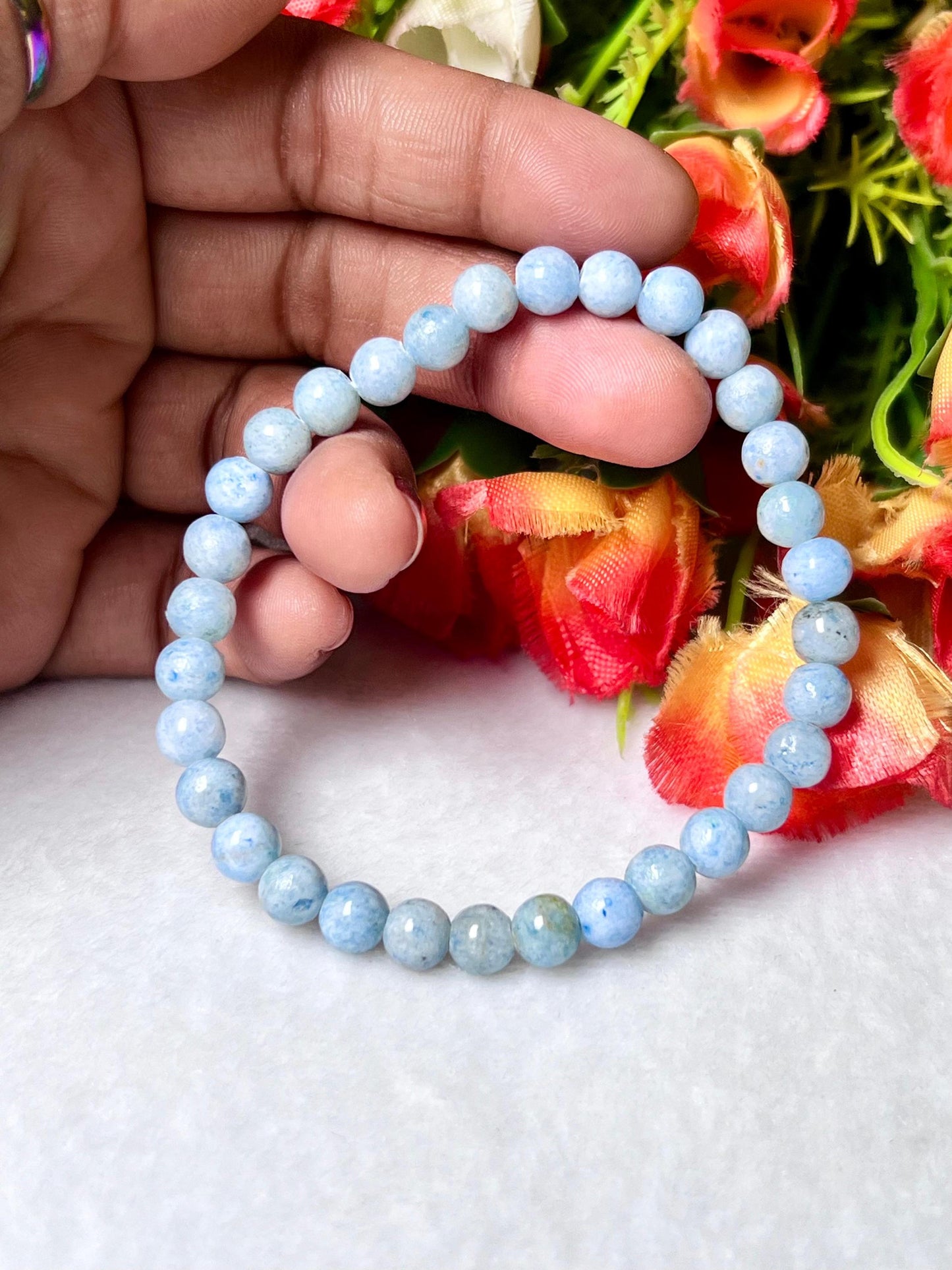 Blue Celestite Stone Bracelet l Stretchable Bracelet l Unisex Bracelet l 6 MM Bracelet