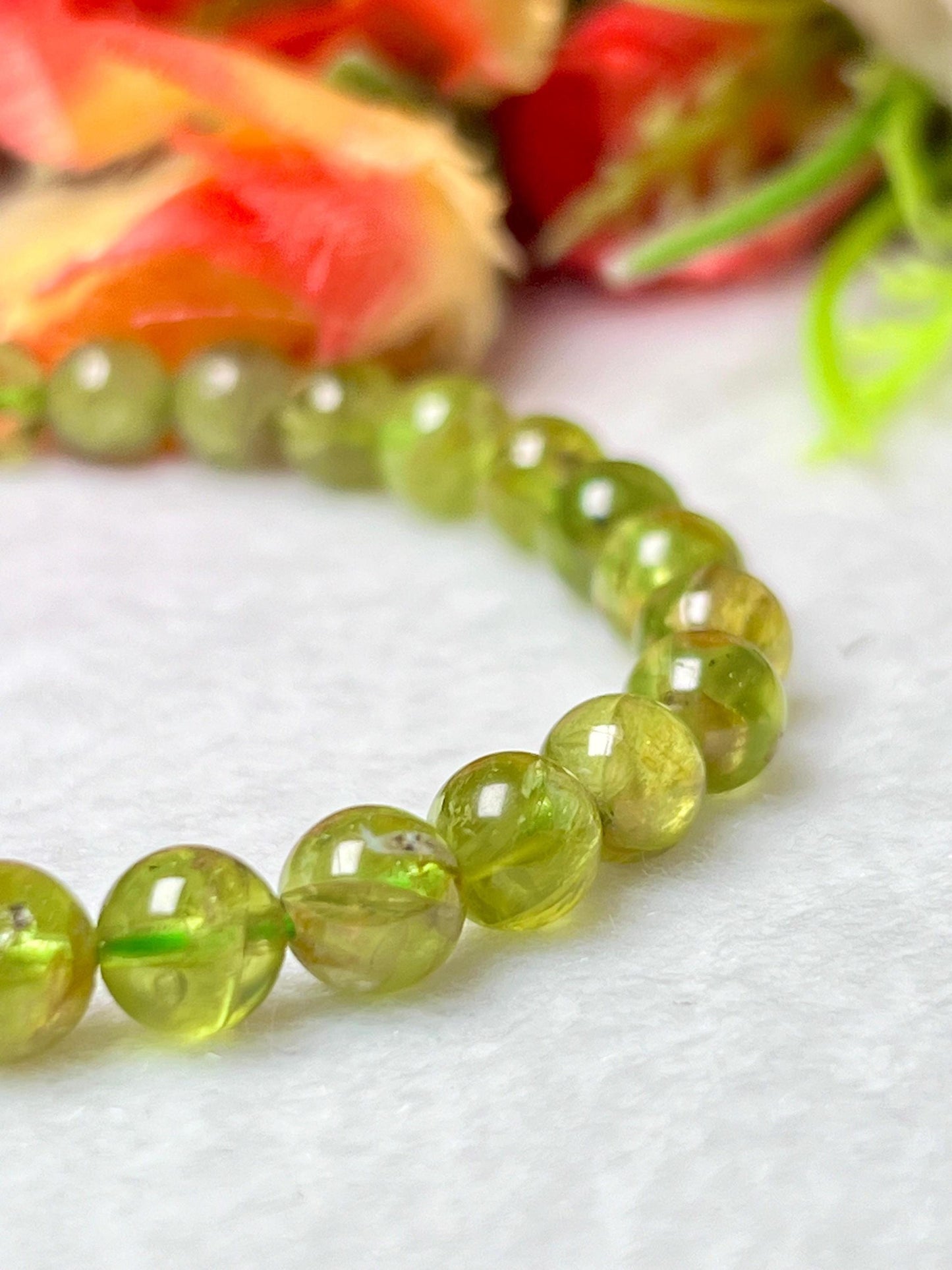 Peridot Stone Bracelet l Stretchable Bracelet l Unisex Bracelet l 6 MM Bracelet