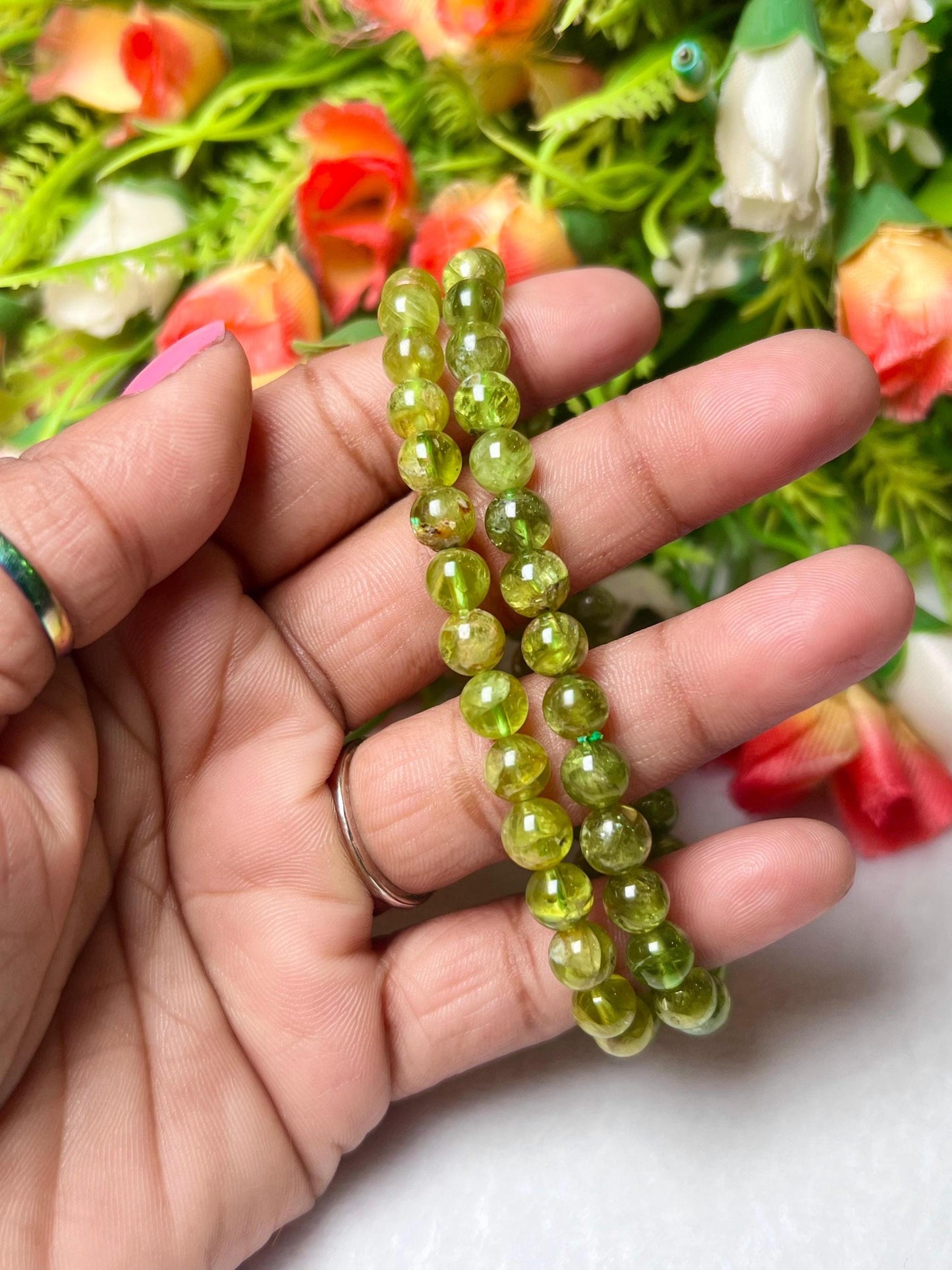 Peridot Stone Bracelet l Stretchable Bracelet l Unisex Bracelet l 6 MM Bracelet